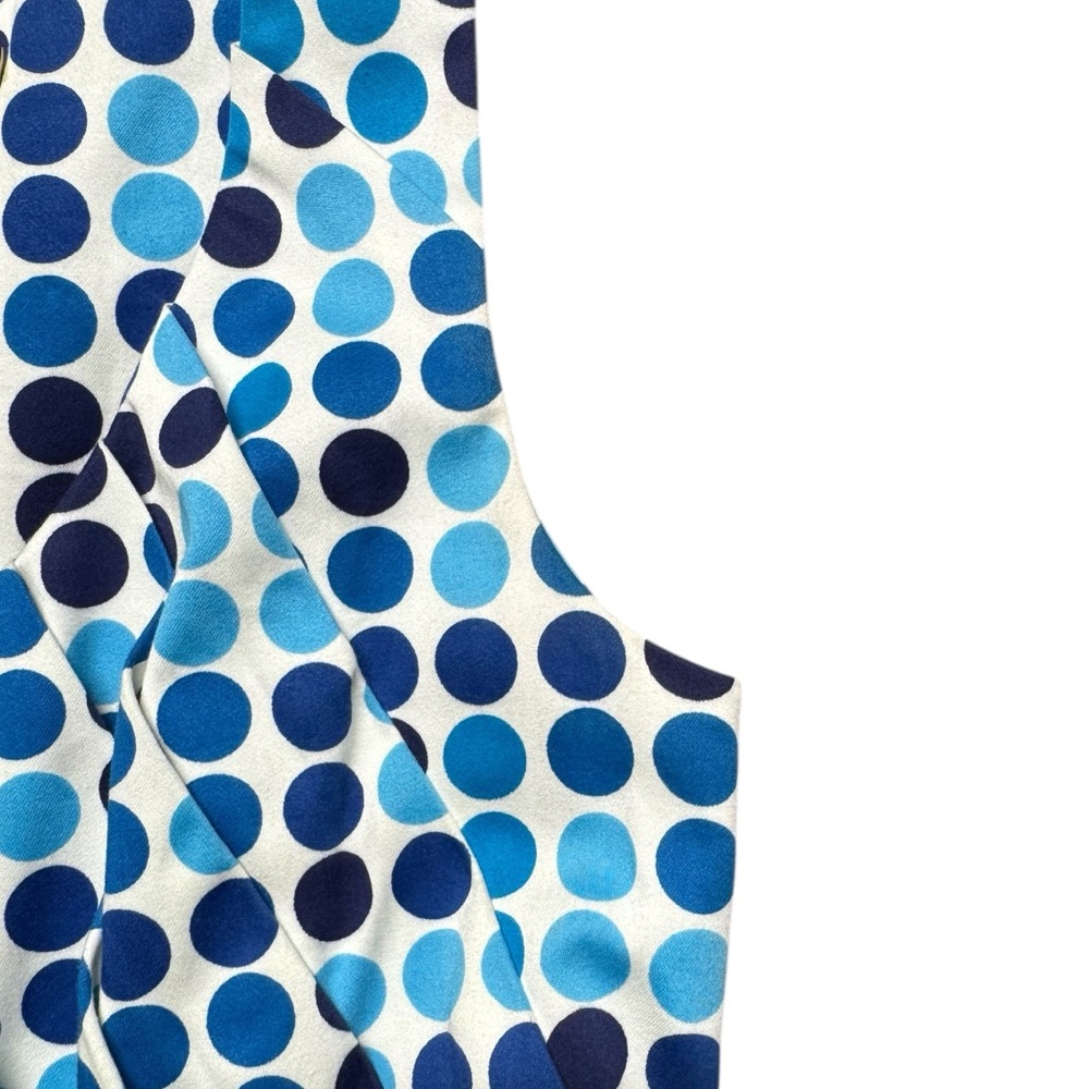 Calvin Klein Retro Blue Polka Dot Fit & Flare Dress Sleeveless Belted Size 6 - Picture 9 of 12
